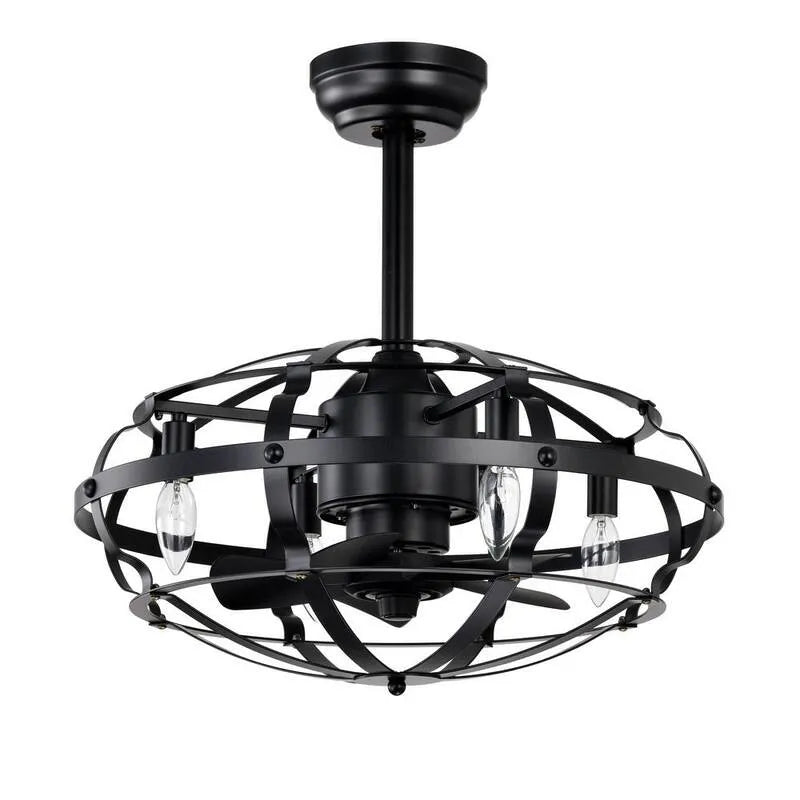 Ventilateur de plafond, 20. 6 po, sans lame 20. 6 po, intérieur, avec télécommande, noir mat, 20.6 in