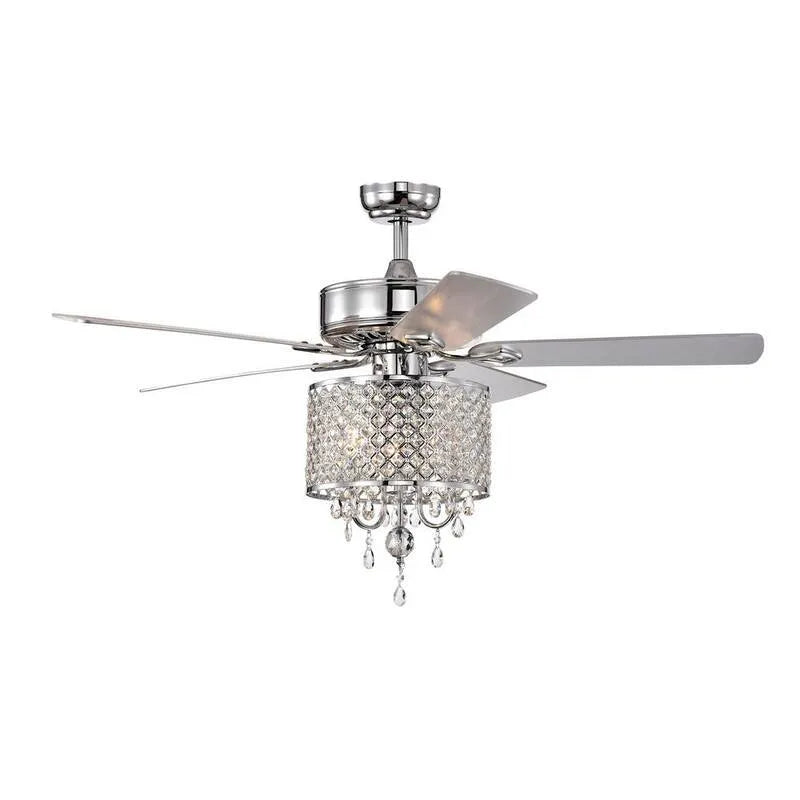 Ventilateur de plafond 3-vitesses, 52 po., Ampoules non incluses, Intérieur, Chrome, 52 in