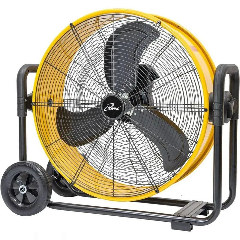 24 po, 24 po 3 vitesses d'éventail Fût lourd à haute vitesse barrique tambour avec DC sans balais Motor, jaune, 24 in