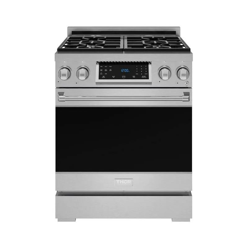 Thor Kitchen, Gordon Ramsay Série 30 po. 4 brûleurs Gamme de gaz autonome en acier inoxydable avec convection, Cuisinières à gaz à four simple, 30 in