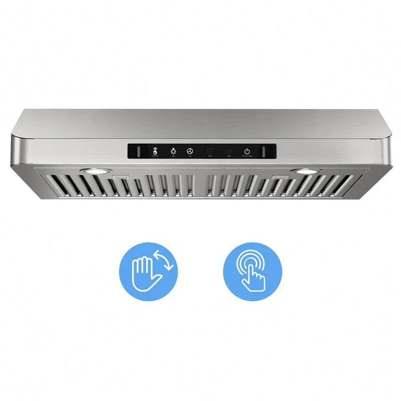 Hotte aspirante, Hotte de cuisinière 900CFM, 30 po, Acier inoxydable, Système d'échappement de cuisine et de ventilation, Sous Cabinet, Contrôle de la gestuelle, 30 in, Hottes sous meuble