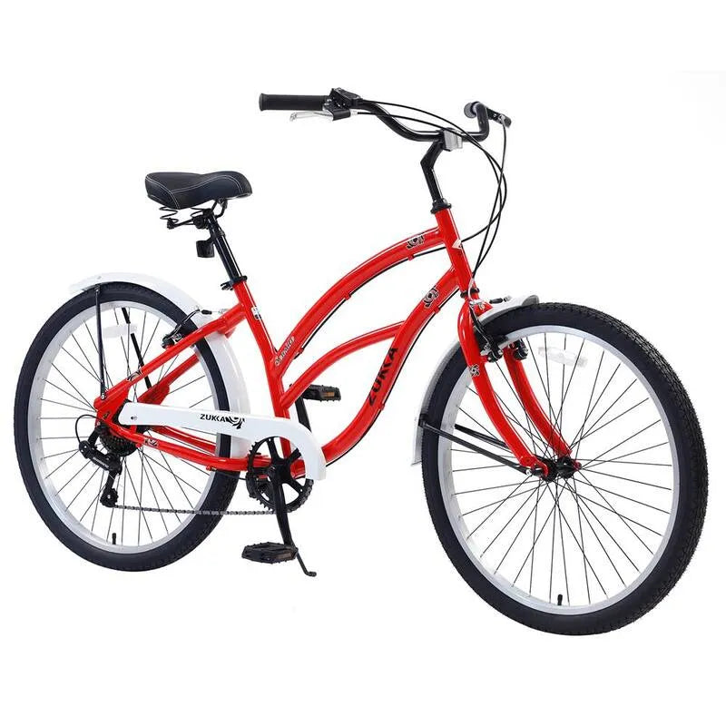 7-vitesses 7-Vitesse, 7-Vit en acier femmes et #x27; s Beach Cruiser Bicycle in Red, 26 in.