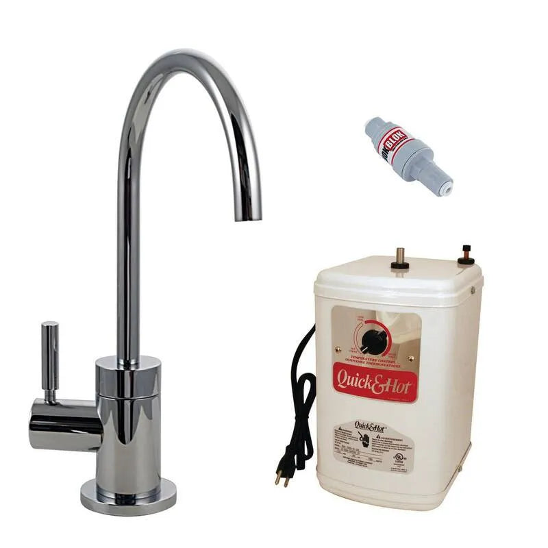 Poignée de levier distributeur d'eau chaude 1-Lever, 9. 5 po., Fonction de chaleur, Chrome poli, 9.5 in