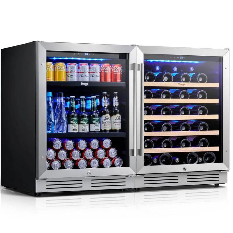 52-Wine Réfrigérateur 52-Vin, 48 po, Cuisine double-panier, 140, Noir, 48 in, Acier inoxydable, Réfrigérateurs boissons et vin