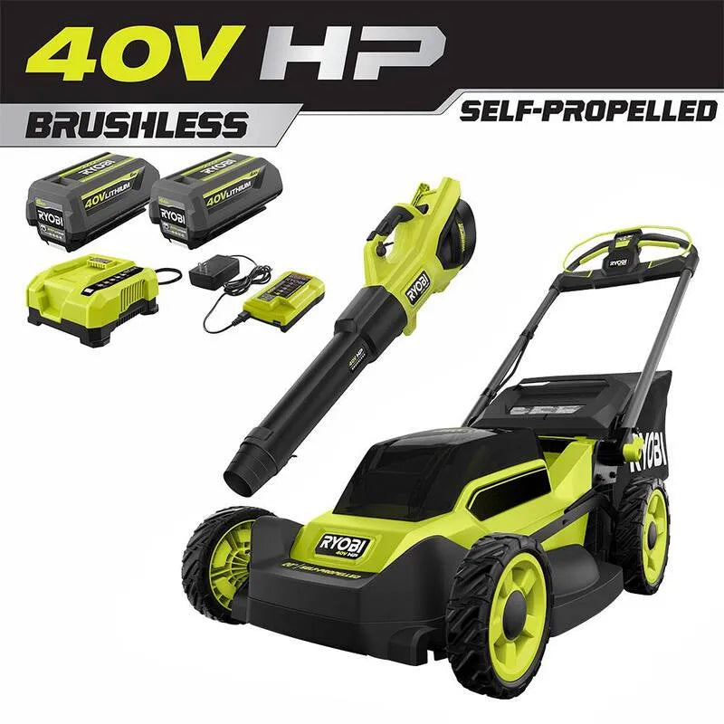 Tondeuse à gazon RYOBI, 40V, 20 po, Piles/chargeurs, sans fil, sans brosse, batterie