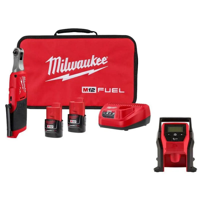 Kit de cliquet Milwaukee FUEL 12V M12, 1/4 po, sans fil, compact et portable, sans brosse, 4 in