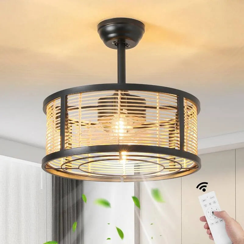 6-vitesses 4-éclairage Ventilateur de plafond 4 lumière, 19 po, 6 vitesses, télécommande, intérieur, réversible, noir, 19 in