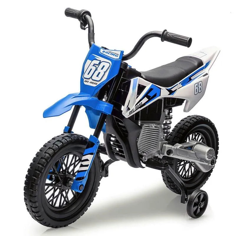 Roues d'entraînement, Bleu, 12V Enfants Vélo électrique de dirt, Twist Grip Throttle et