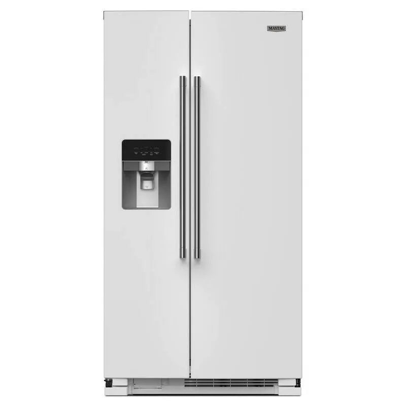Maytag 36 po. 25 pi. Count Profondeur de comptoir Réfrigérateur côte à côte en blanc avec Caddy canette, 36 in, 25 cu. ft