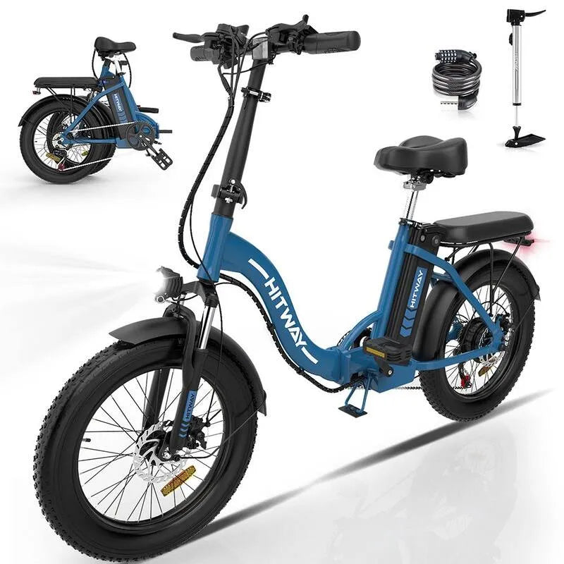 750, 14Ah, 20 x 3 po. Gros pneus de navette et VTT électrique pour adultes avec 48-Volt/14Ah vélo pliable BK6M Bleu, 3 po., 20 x 3 in