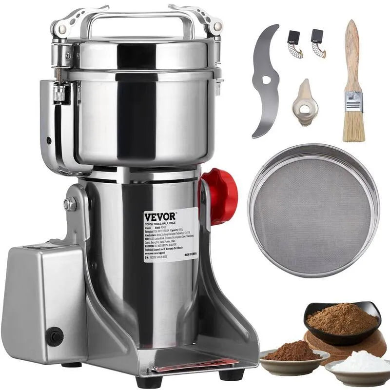 Grindière à café 3750-Watts, 10, 6 oz, acier inoxydable, conception commerciale, grindière à grains électriques, argent, 10.6 oz
