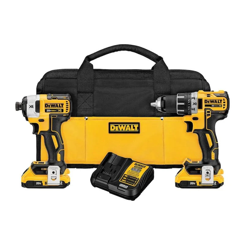 DEWALT 2. 0Ah kit d'outils, 20V, sans fil de conception, piles 20V et chargeur, sans brosse, 2.0Ah, Jaune, Kits d'outils électroportatifs