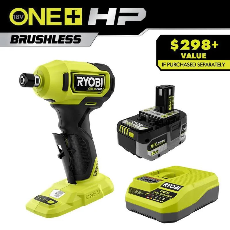 RYOBI HP 18V batterie et kit de chargeur, 6, 0 Ah, sans brosse, 6.0 Ah, Vert, Meuleuses