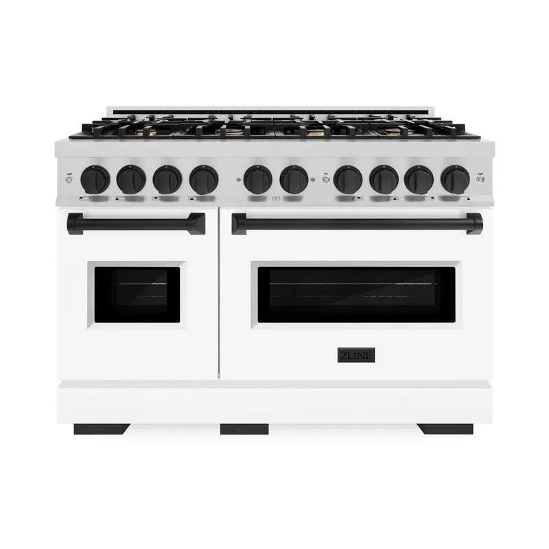 Gamme de gaz 8-Burner, acier inoxydable, 48 po, blanc mat, et noir mat, classique, 48 in