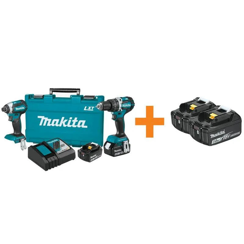 Makita Kit de combo de pilote d'impact 18V BONUS 18V 2Pc, sans fil, sans brosse, batterie