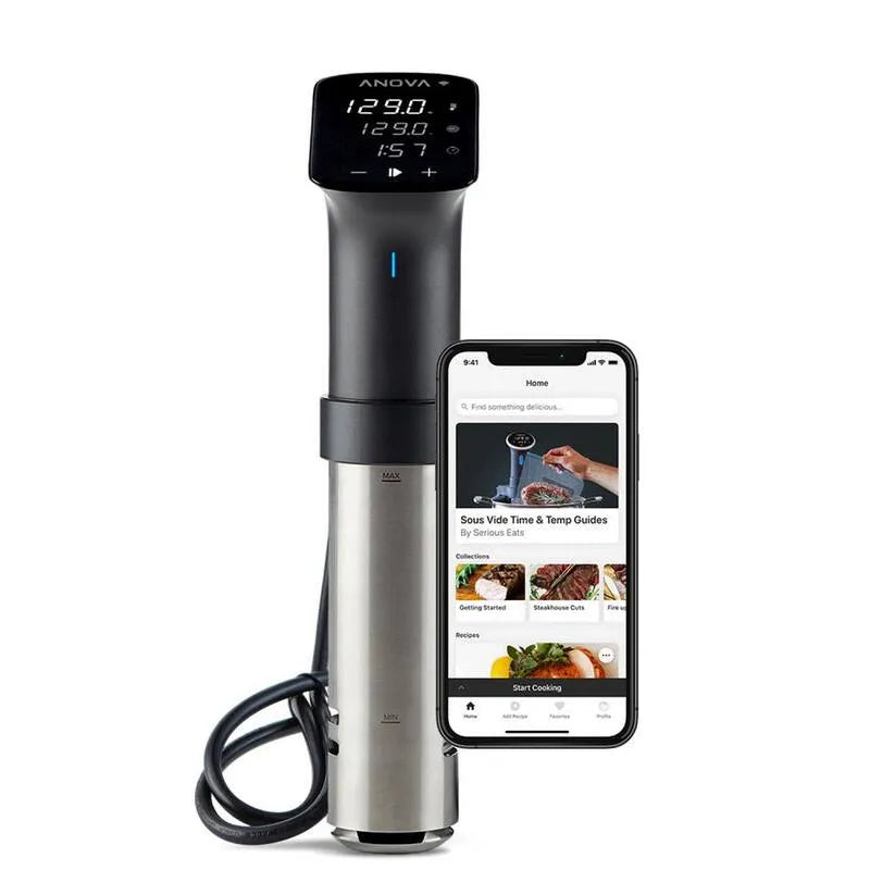 Cuisinière de précision, noir et argent sous la voile avec l'application ANOVA, WiFi, Petites cuisines