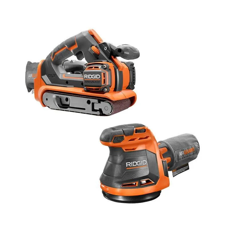 2-outil Kit Combo à 2 outils RIDGID, 18V, 5 po, 3 po, Outils seulement, Sander à courroie, Conception sans fil, 18 po, Sans brosse, 5 in, 3 in, 18 in