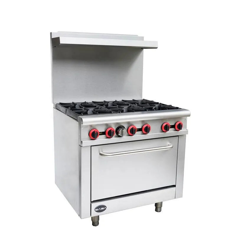 Gamme de gaz, 36 po, 4, 5 pi, 6 brûleurs, acier inoxydable, conception commerciale, 36 in, 4.5 cu. ft, Cuisinières à gaz à four simple