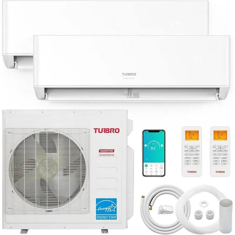 Mini système de partage sans conduit 36000BTU ODU 2 double zone SEER2, 21. 5 SEER2, 230V, Wifi, cuisine double-coffret, 12K