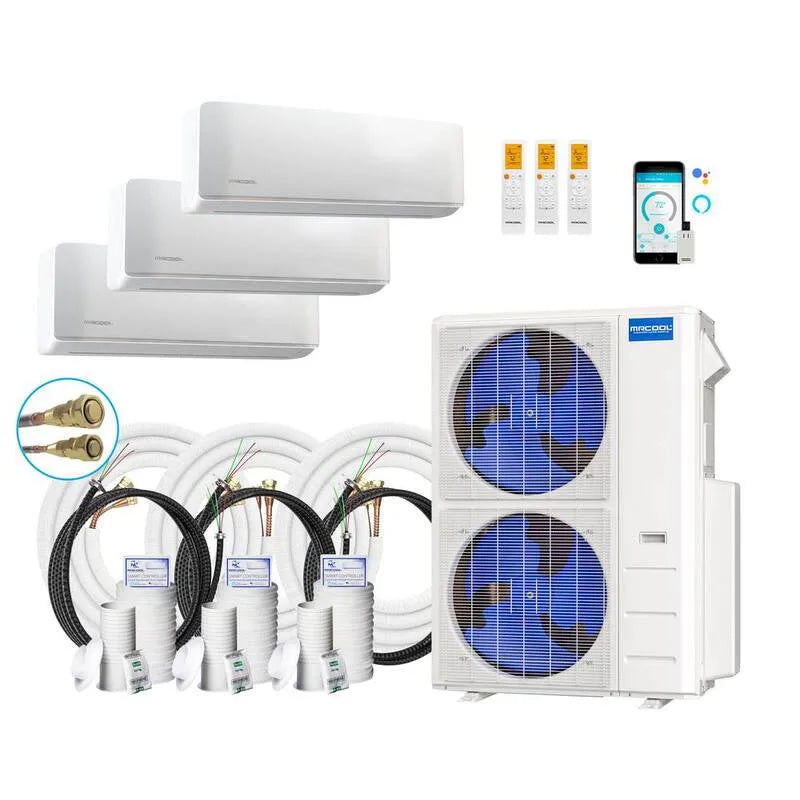MRCOOL Système de mini-découpage sans conduit MRCOL 4-Ton, 20, 5 TRÉS, 48000 BTU, 66ft, 3-Zone, 36K, 48,000 BTU, 50,66ft, Blanc, Systèmes multisplit