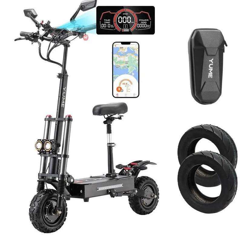 6000, pliable design, scooter électrique de haute puissance moteurs doubles jusqu'à 50 MPH 60 Miles pliable sport scooter avec siège détaché