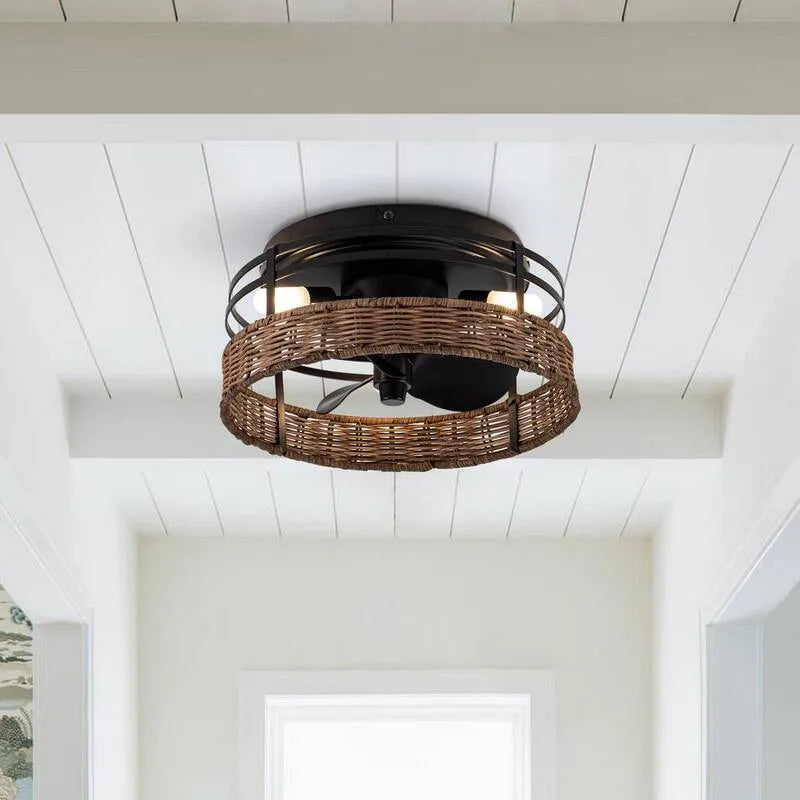 Ventilateur de plafond, télécommande, 12. 5 po, montage à écoulement, intérieur, brun, 12.5 in