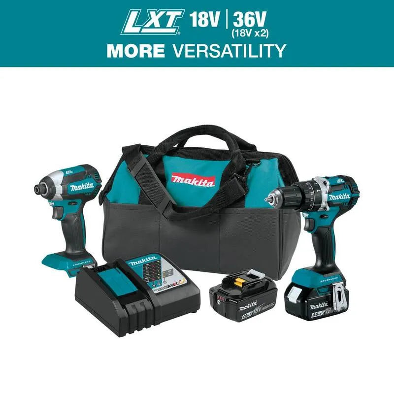 2-outil Kit de combo pour perceuse et pilote d'impact Makita, conception sans fil, piles 18V, 4Ah, sans brosse
