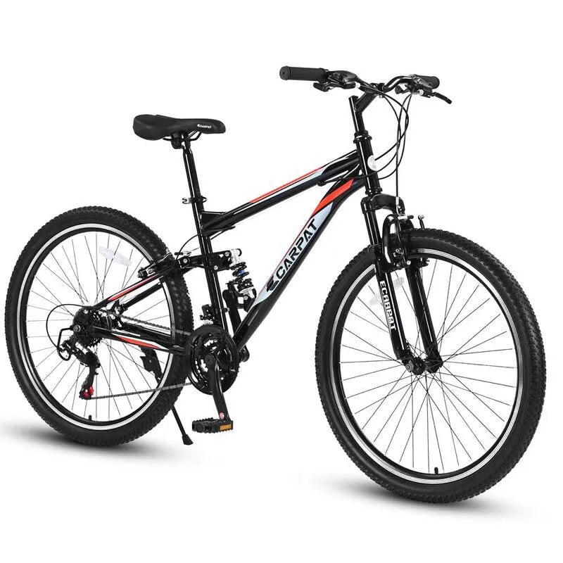 Vélo de montagne 21-vitesses, Noir Adulte 21-vitesses, 26 po, réglable, absorption des chocs avant et arrière, 26 in