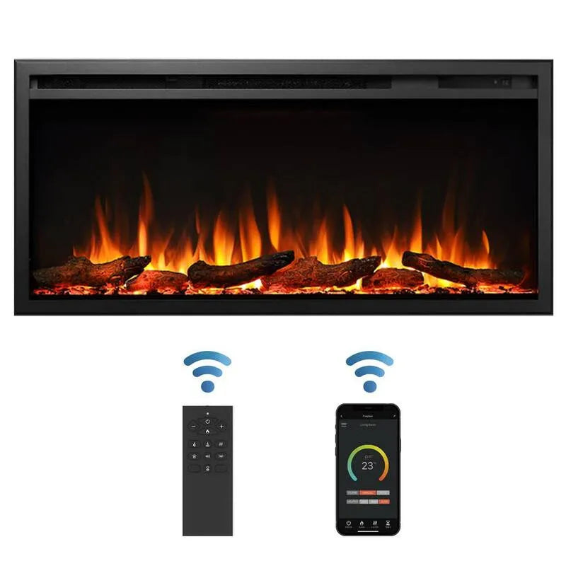 40 po, Télécommande, Commandes tactiles, Montable sur mur, Monté sur mur, Noir, 40 in, Champ d'incendie électrique à mur