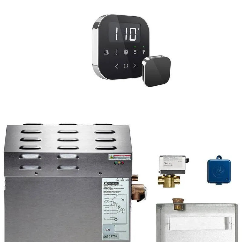 Générateur, 7500 W, 7, 5 kW, Chrome poli, Groupe générateur de douche à vapeur avec contrôle AirTempo en Chrome poli noir