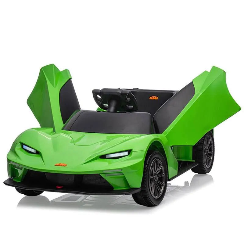 Sonorisation, 12V, 3 vitesses, ceinture de sécurité pour les garçons de 3-8 ans, lumière LED, portes ciseaux, vert