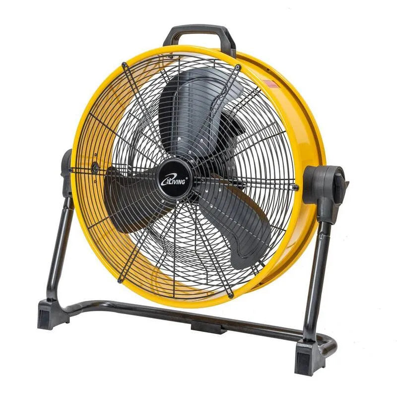 20 po, 20 po. Réglage de vitesse sans marche 5703 CFM Ventilateur de tambour à barillet à haute vitesse à usage lourd en jaune avec moteur DC, 5703 CFM, 20 in