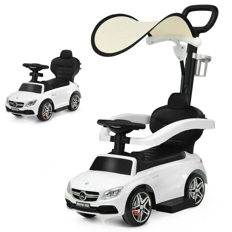 3-In-1 Voiture en blanc, 3-En-1 Voiture de course sur pousseur Mercedes Benz poussette toddler coulissante