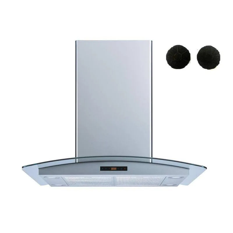 Hotte aspirante, Hotte de série, 500 CFM, 30 po, Commandes tactiles, Acier inoxydable, Design Island-Mount, Filtres à charbon et Contrôle Touch, 30 in