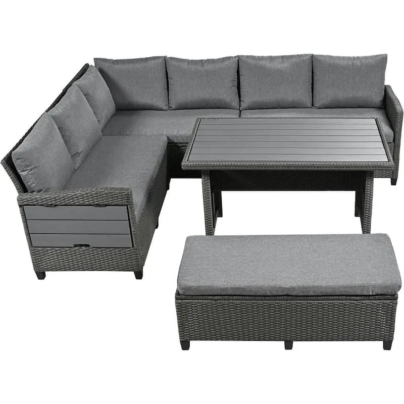 5 pièces Table à manger 5 pièces, extérieur, Piscine, Gris