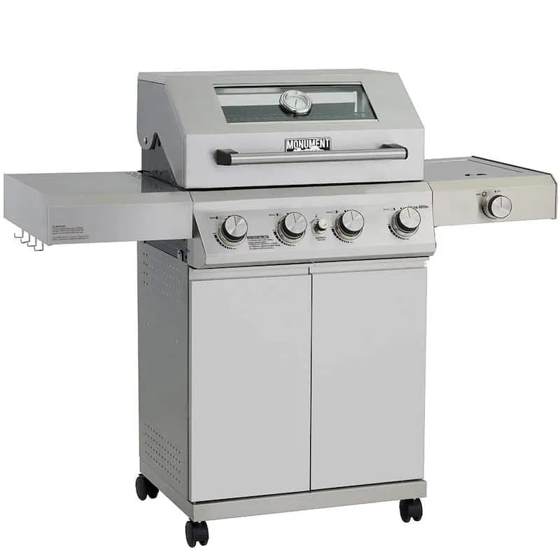 Grille à gaz de propane de combustion 4-Burner, brûleur latéral et commandes LED, acier inoxydable, propane liquide, Mesa