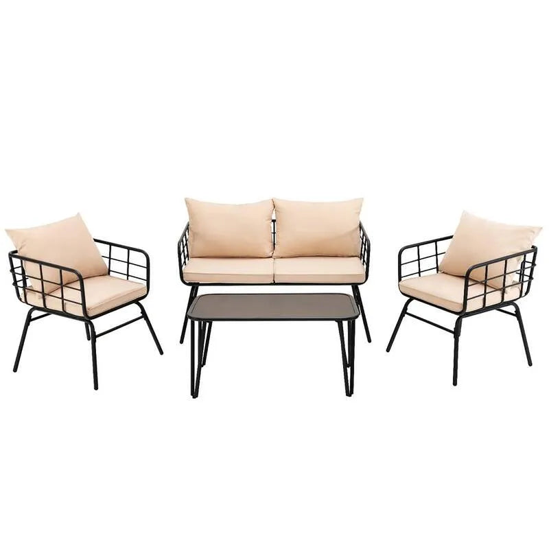 Canapé, Extérieur, Métal, Beige, Salon, Sièges d'amour extérieurs