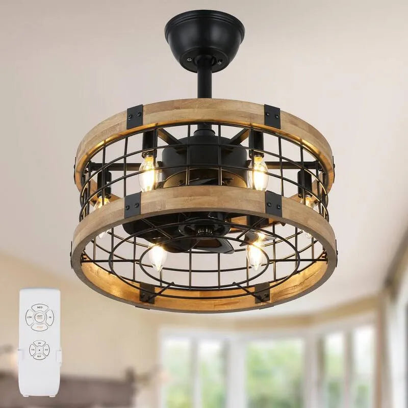 Ventilateur de plafond, 18 po, Intérieur, réversible, métal, noir, à distance contrôlée, 18 in
