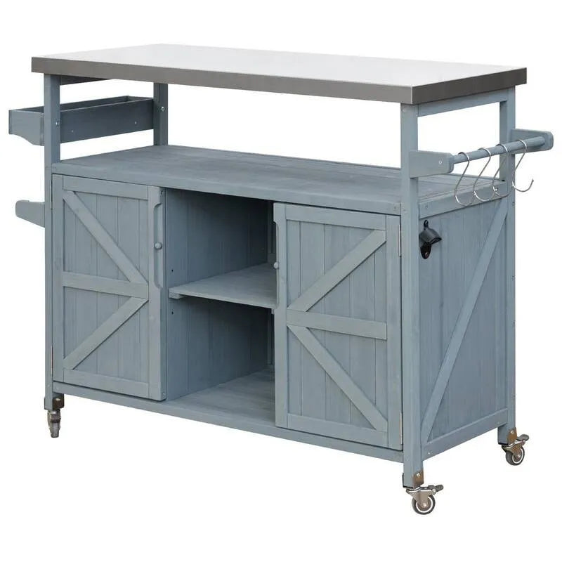 Armoire de rangement, 18, 50 po, 50, 25 po, 36, 25 po, Acier inoxydable, Bois, 18, 50 po, Extérieur, Gris, Bleu, 18.50 in, 50.25 in, 36.25 in