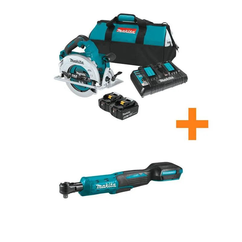 Makita 5. 0Ah Kit de scie circulaire, 18V, 36V, 7-1/4 po, 18V X2 LXT, sans pinceau, 5.0Ah, 4 in, Bleu sarcelle, Scies circulaires