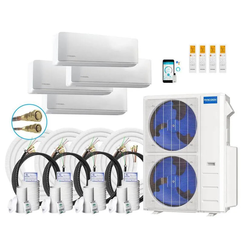MRCOOL Système de mini-découpage sans conduit MRCOL 4-Ton, 20, 5 TRÉS, 39000 BTU, 35ft, 4-Zone, 12K, 39,000 BTU, 35,35ft, Blanc, Systèmes multisplit