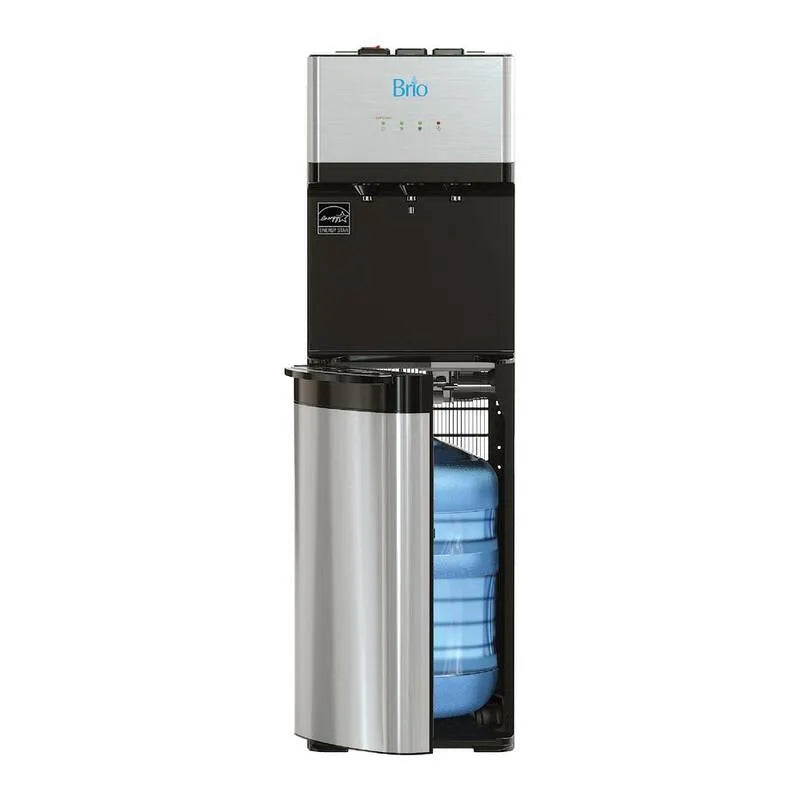 Refroidisseur à eau à fond Tri-Temp en noir et pinceau en acier inoxydable, essentiel