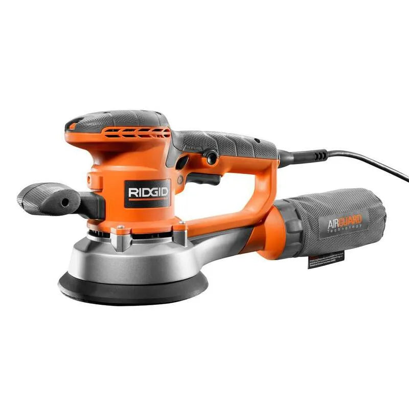 RIDGID, 6 po, Sander orbital bi-aléatoire à vitesse variable avec technologie AIRGUARD, 6 in