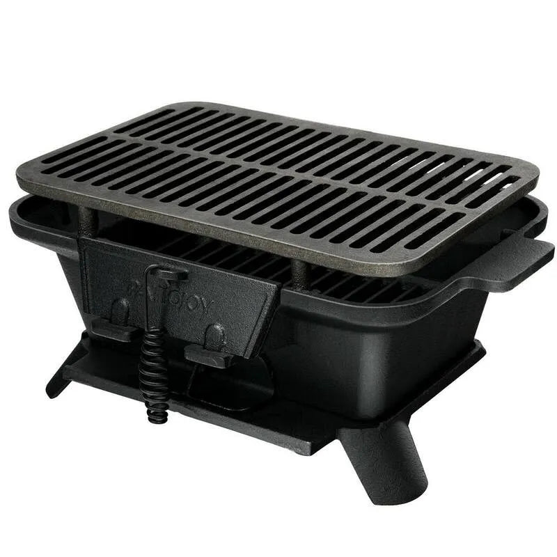 Grille de charbon de fonte de charbon portable, conception compacte, noir