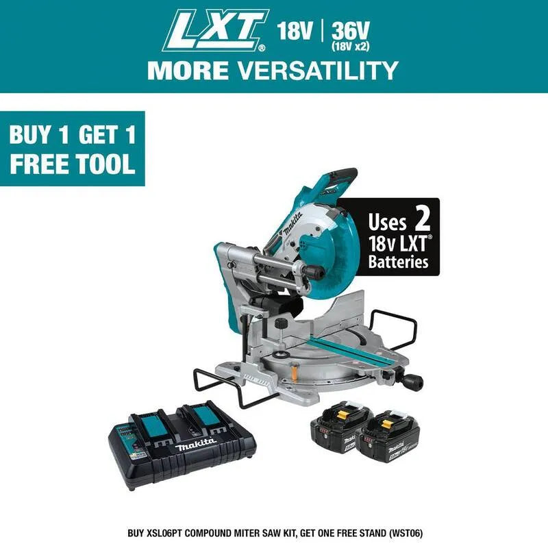 Makita 5. 0Ah Sciure de mitre composée avec kit laser, conception sans fil, 18V, 36V, 10 po, sans pinceau, 5.0Ah, 10 in