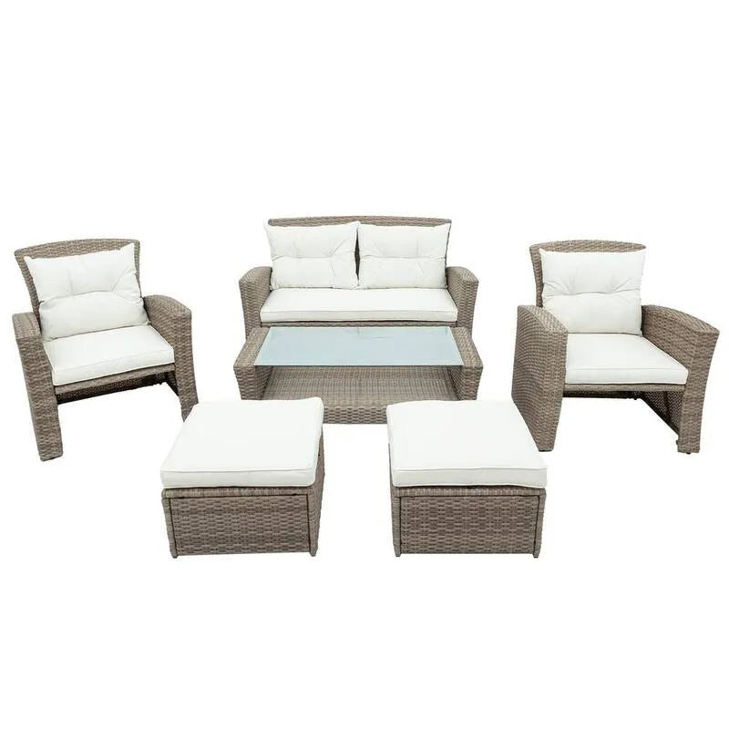 4 pièces Canapé Ottomans et 1 4-Pièce, Ottomans et 1 Table à café, Extérieur, Beige